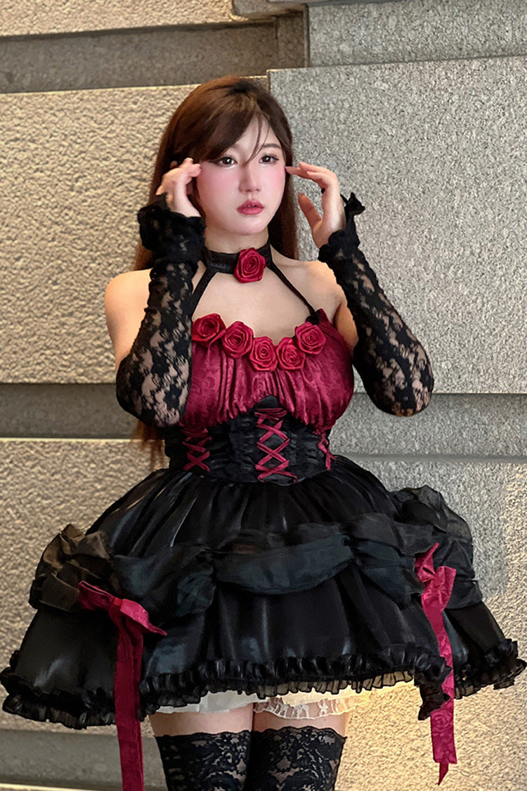 Succubus Rose Princess Bowknot Strapless Lolita Dress