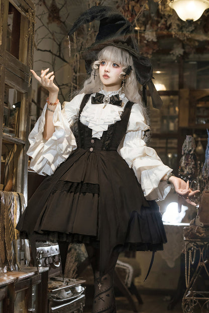 Gothic Princess Lolita Strap Dress with Cardigan and Bow