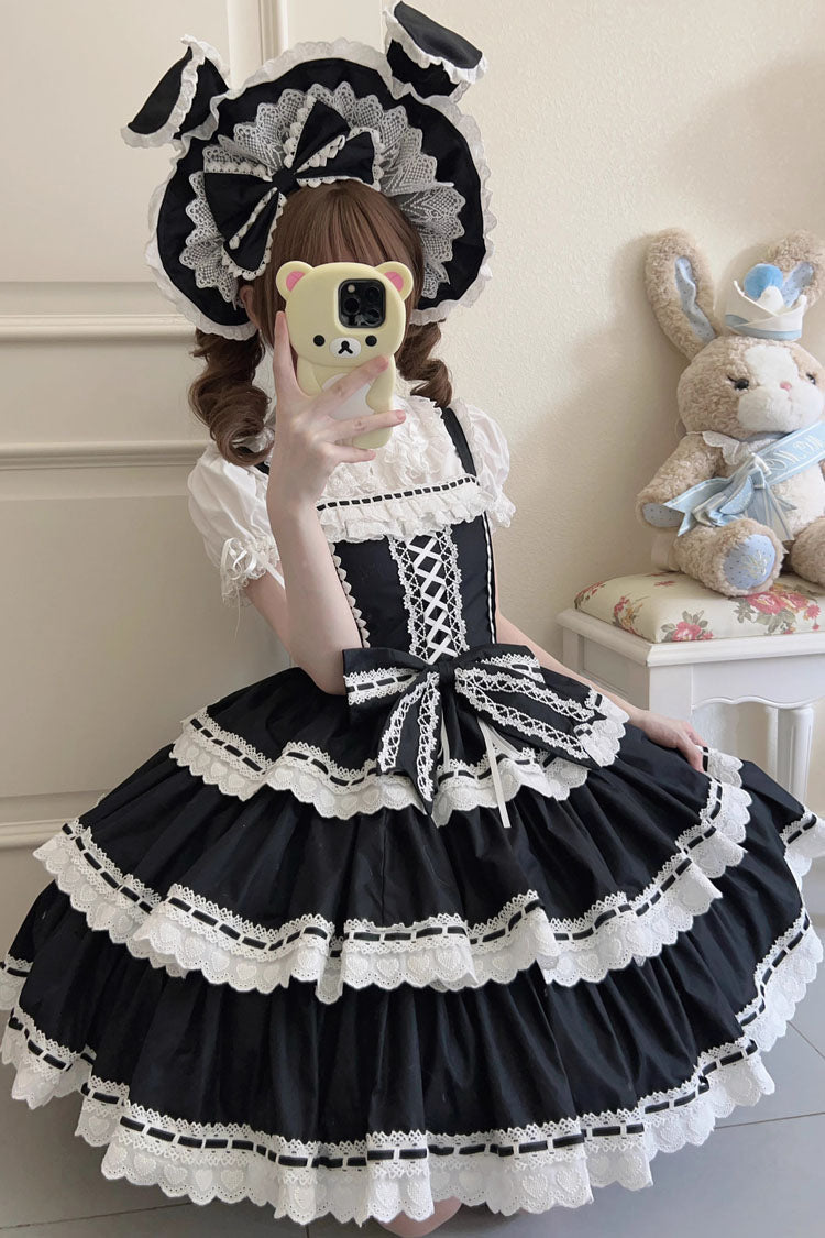 Maiden Heart Triple-Layered Ruffle Bowknot Lace Sweet Lolita Jsk Dress