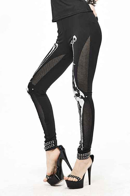 Skull Print Skeleton Bone Pattern Knit Leggings