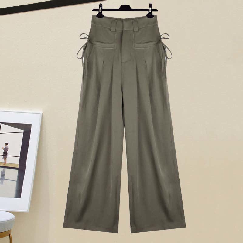 Vintage V-neck Crop Top Draw String Cargo Pants