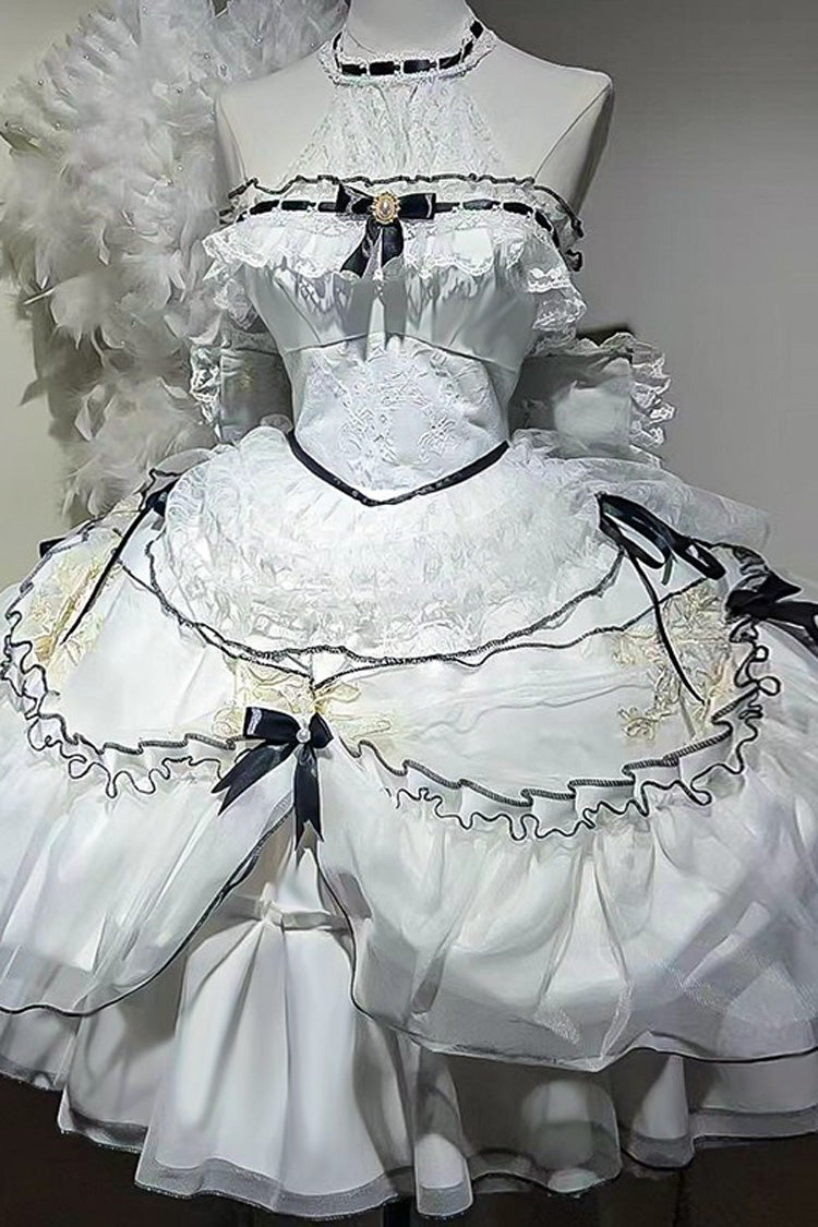 Plus Size Gothic Gorgeous JSK Dress with Multi-Layered Ruffled Lace - Cascade Poem