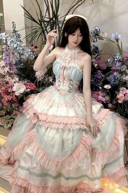 Mermaid Halter Ruffle Lace-Up Sweet Lolita Gown