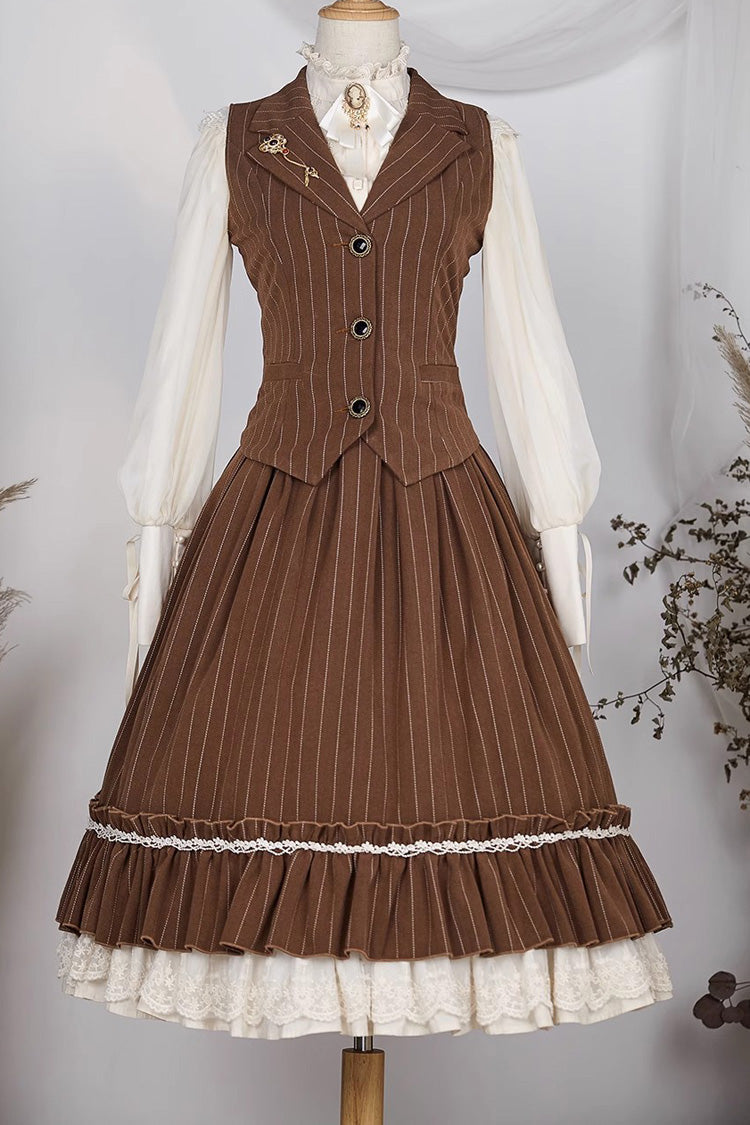 Layered Striped Ruffle Sweet College Elegant Lolita Skirt