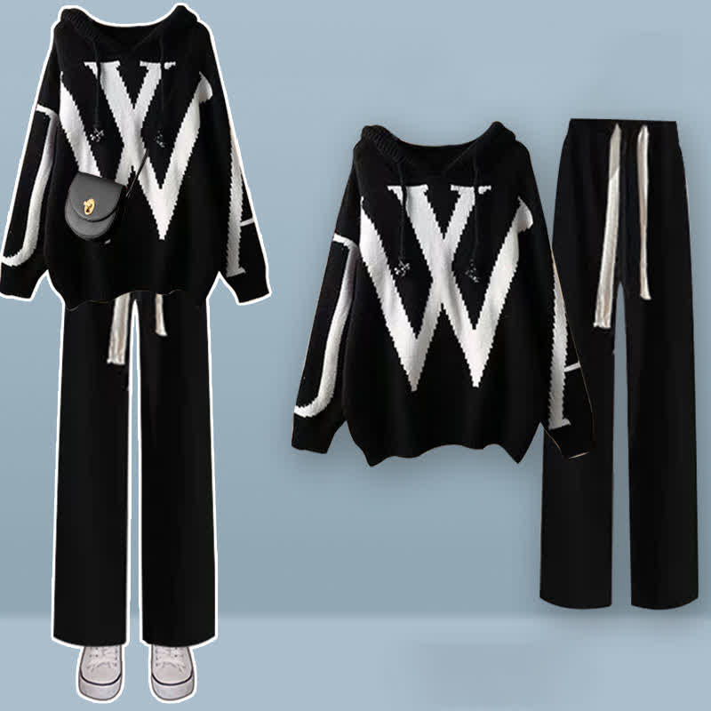 Casual Pants Hooded Soft Sweater Colorblock