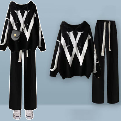 Casual Pants Hooded Soft Sweater Colorblock