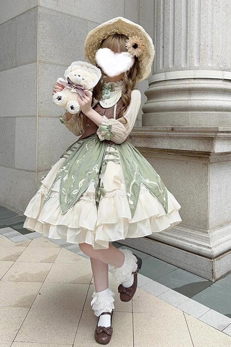 Emerald Multi-Layer Print Bow Lolita 3-Piece Set - Wizard of Oz