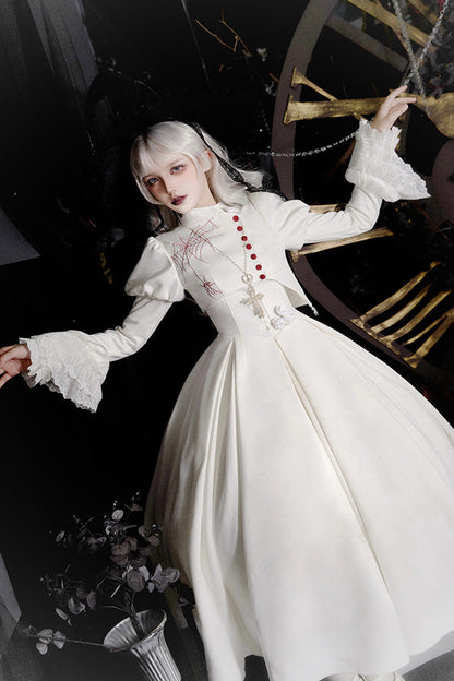 Gothic Lolita Night Poems Embroidery Fishbone Corset Dress