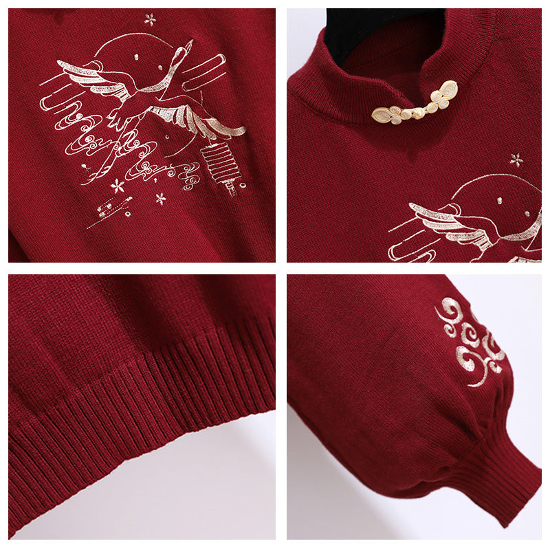 Sweat à capuche rouge vintage avec motif de dragon et pantalon fendu