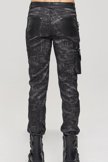 Mens Long Trousers with Detachable Pockets and Rivet Details