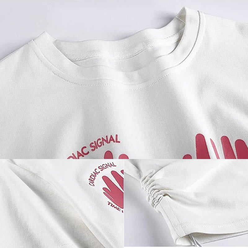 Pants Cargo Heart Cartoon Pink T-shirt