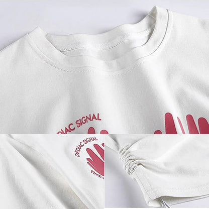 Pants Cargo Heart Cartoon Pink T-shirt