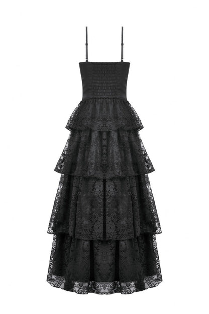 Ruched Lace Gothic Maxi Slip Dress for Weddings
