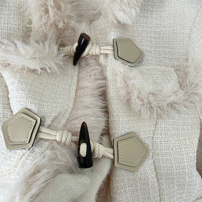 Set Mini Coat Fuzzy Pleated Skirt Elegant Lapel