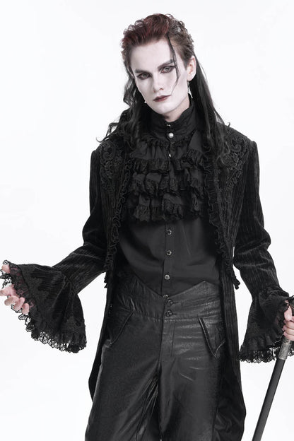 Men's Gothic Jacket with Swallow-tailed Hem and Lace
