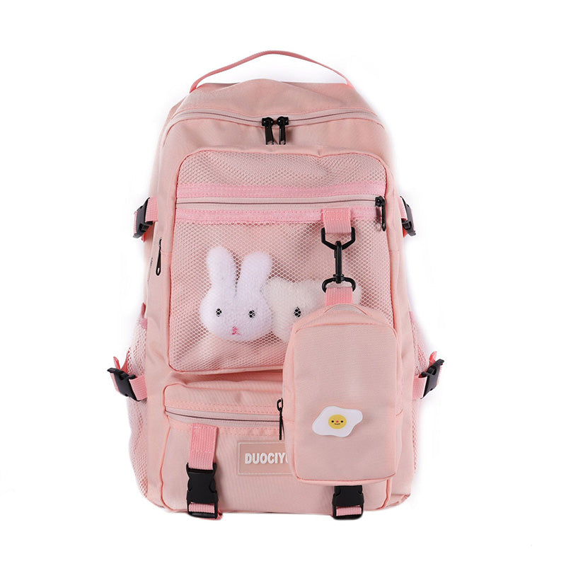 Cartoon Bunny Pattern Backpack with Mini Bag