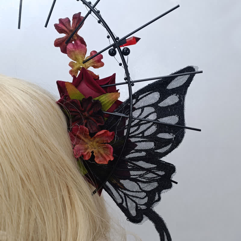 Accessoire pour cheveux Punk Virgin Halo Rose Papillon Papillon