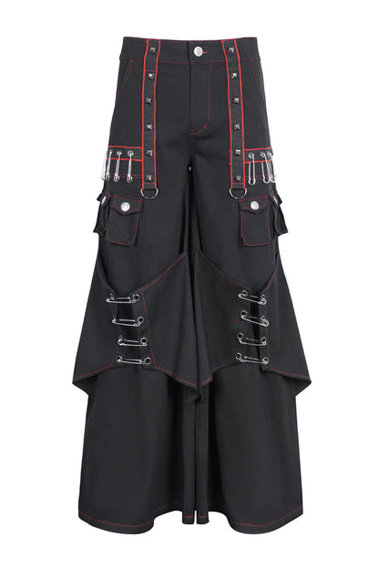 Gothic Trumpet Pants with Contrast Stitching