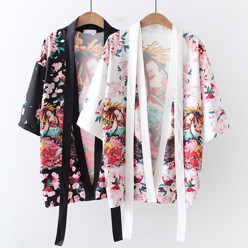 Vêtements d'extérieur kimono vintage pour fille animée