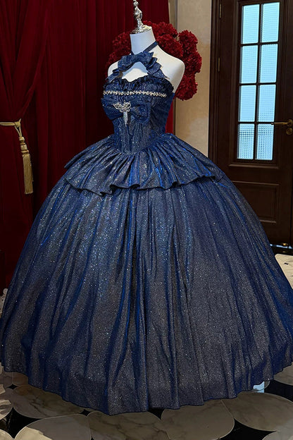 Sleeveless Glitter Skirt Set with Cut-Out Bow and Ruffles