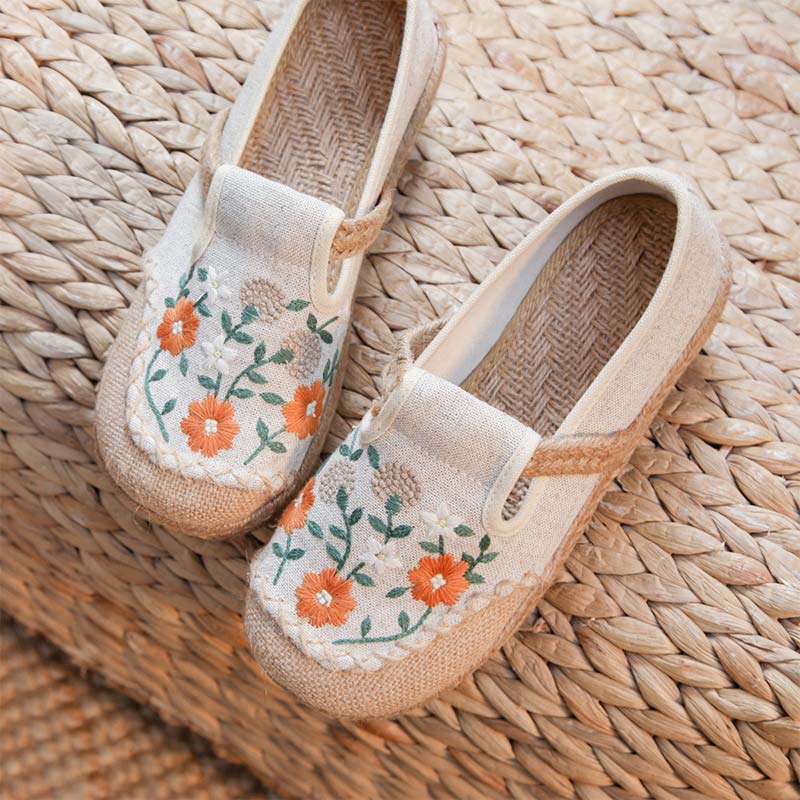 Vintage Blumen Canvas Flache Schuhe