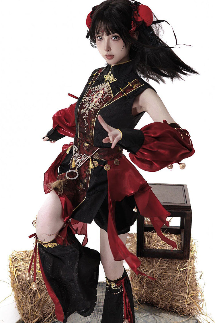 Demon Hunter Chinese Ouji Hanfu Set with Stand Collar - Noir