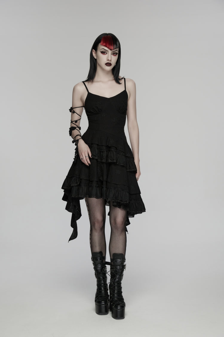 Embroidered Floral Asymmetric Gothic Jsk Dress