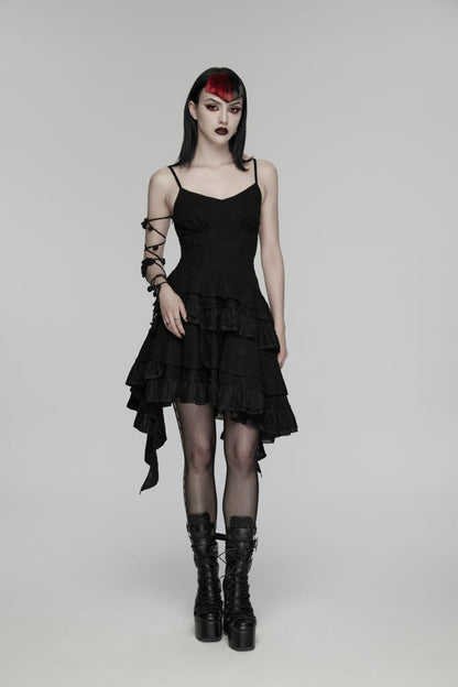 Embroidered Floral Asymmetric Gothic Jsk Dress