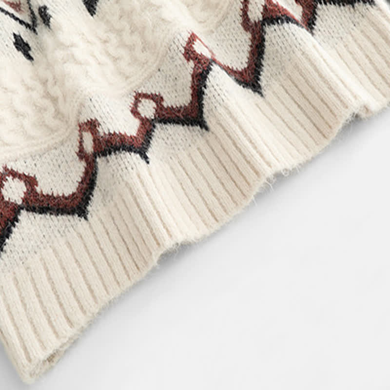 SweaterMidi Colorblock Round Collar Skirt