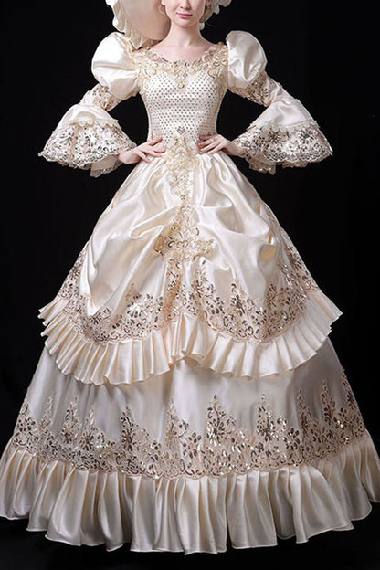 Court Style Layered Prom Dress in Champagne