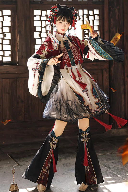 Printed Embroidered Chinese Style Lolita Dress - Multi-Color Fox Trace Codex