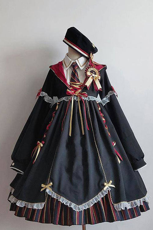 Black Gothic OP Dress Lolita Long Sleeves Alchemy Witch - Altfashion Shop