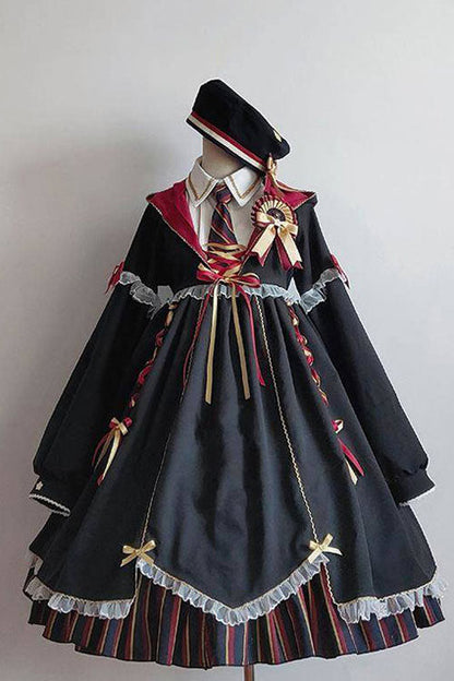Black Gothic OP Dress Lolita Long Sleeves Alchemy Witch - Altfashion Shop