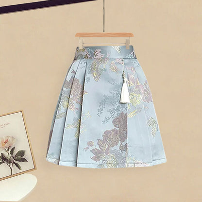 Skirt Waist Print Sweet Pleated High T-Shirt