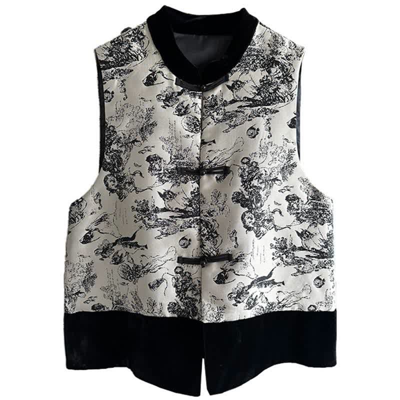 Gilet chemise à manches longues avec boucle et imprimé floral vintage