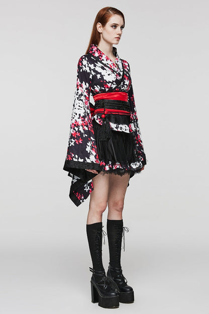 Floral Ruffle Gothic Dress Paired with Skirt