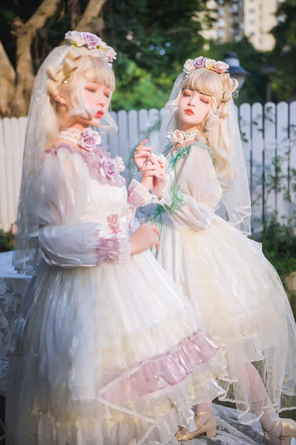 Emerald Ruffled Lace-Up Princess Lolita Dress - Spring Boliya