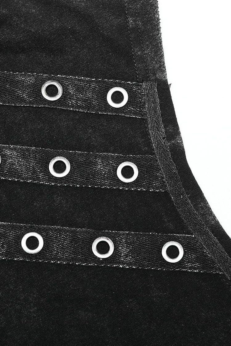 Hooded Punk Tank Top with Asymmetric Cut - NoirEdge
