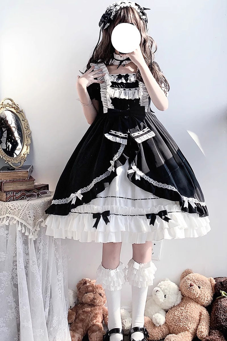 Hime Sleeves Gothic Princess Dress with Multi-Layer Ruffled Cardigan and Bow