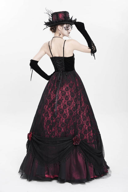 Jacquard Floral Beaded Gothic Long Slip Dress