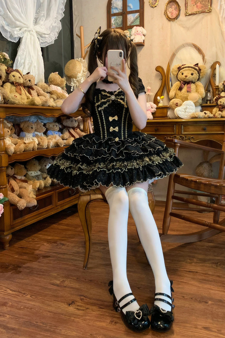 Polka Dot Bow Lolita JSK Dress with Ruffles