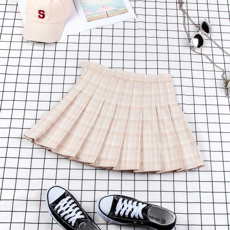 Plaid Uniform A-line High Waist Pleated Skirt