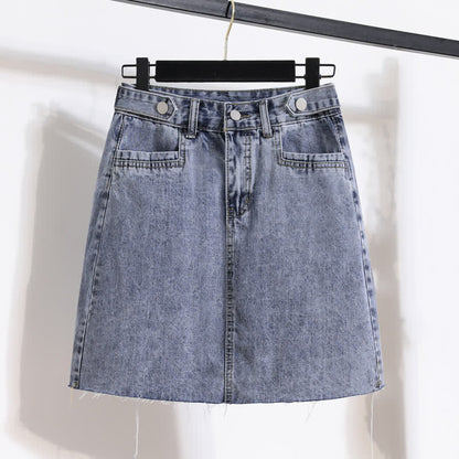Denim Skirt Laple T-Shirt Embroidery Loose