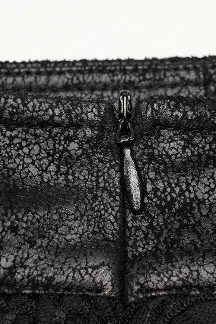 Men's Gothic Long Skirt with Mesh and Ripped Edges