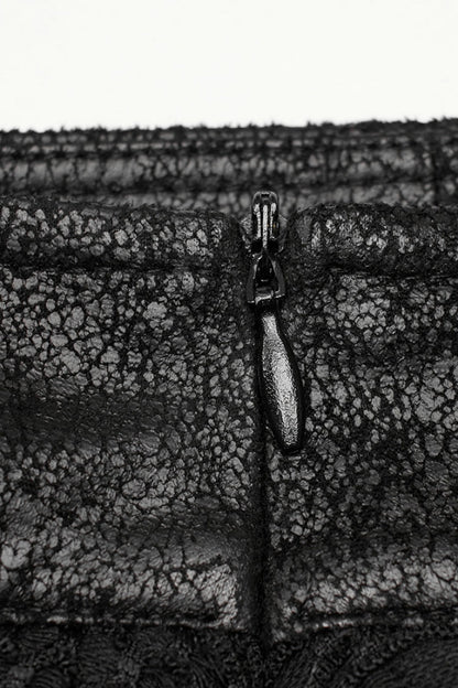 Men's Gothic Long Skirt with Mesh and Ripped Edges
