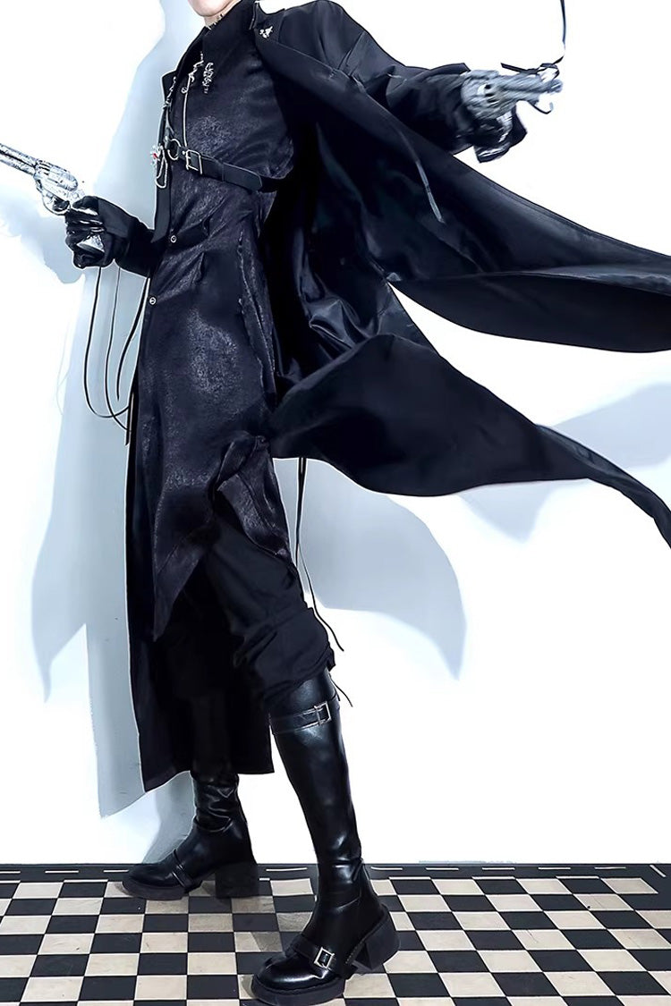 Long-Sleeve Gothic Ouji Trench Coat for Men