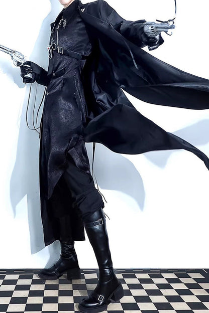 Long-Sleeve Gothic Ouji Trench Coat for Men
