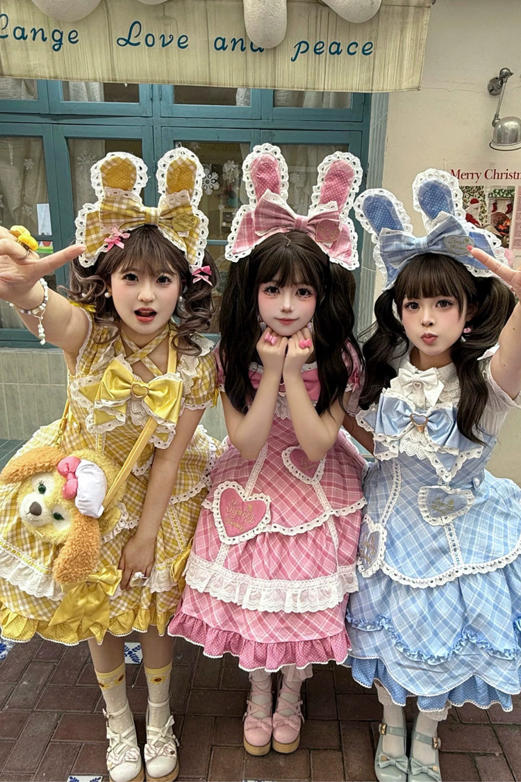 Golden Multi-Layer Printed Ruffled Bow Plus-Size Princess Dress Set