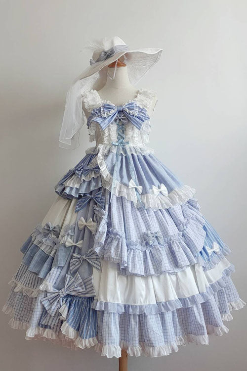 Purple Ruffled JSK Dress Sweet Lolita Bowknot Tiered - Altfashion Shop