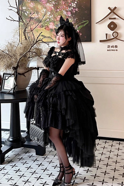 Jewelry Love Story Halterneck Ruffle Hanayome Bowknot Lace Gothic Lolita Dress